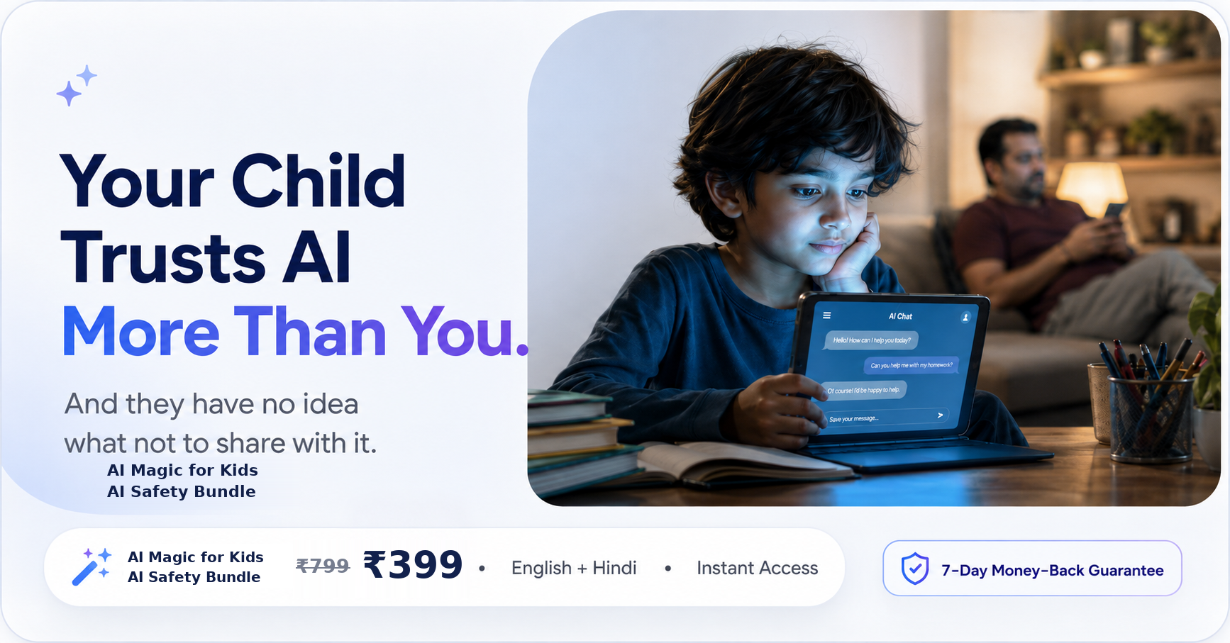 AI Magic for Kids AI Safety Bundle STOP THINK CHECK safety system in English and Hindi